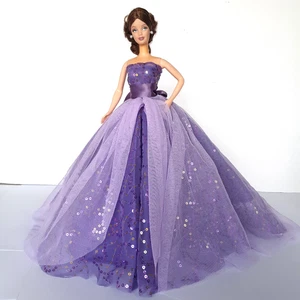 OOAK Lavender Purple Dress Gown For Barbie Designer Handmade Sequins Tulle - Picture 1 of 12