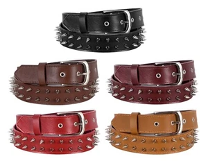 Mens Real Leather Belts High Quality Nickel Spikes Strong Punk Rock Gothic Style - Picture 1 of 21