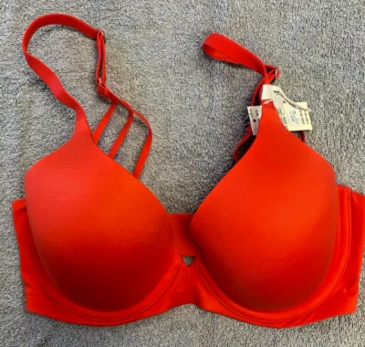 Aerie Real Sunnie Full Coverage Lightly Lined Strappy Bra -- 32DD HOLIDAY RED - Image 1 of 4