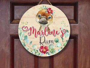 Girls Room Decor Nursery Personalized Name Door Sign Cute Animal Platypus ANM015 - Picture 1 of 12