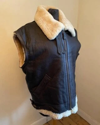 Women’s Genuine Sheepskin Leather Vest Cozy Black Shearling Real Fur Warm Vest - Image 1 of 4