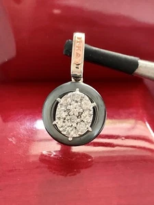  NUOVO 14K oro bianco naturale .50CT tondo H-/SI1 diamante ematite ciondolo tondo - Foto 1 di 12