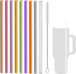 Silicone Straw Replacement for Stanley 40 oz 30 oz Cup 9 Pack Reusable Long R... - Picture 1 of 7