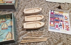AM Authentic Models 3 Boats In A Box In 5 Minutes Wood Vintage Read Description - Picture 1 of 16