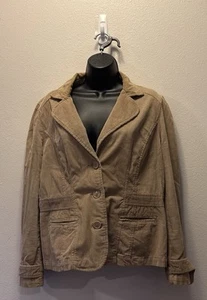 Blazer da donna St.John Bay in velluto a coste kaki taglia Petite Large abbigliamento da carriera preppy - Foto 1 di 3