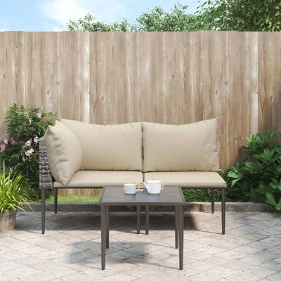 Garten Lounge Set Gartenmöbel Sitzgruppe Sofa 3-tlg. Grau Poly Rattan vidaXL - Bild 1 von 4