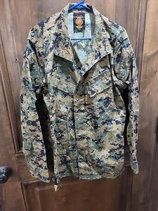 USMC Marine Corp Woodland Camo Marpat Digital Shirt Blouse Button Up Medium Long - Picture 1 of 8
