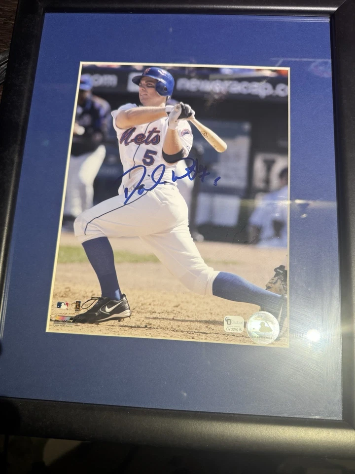 大卫·赖特签名带框 8/10 照片纽约大都会队刻字亲笔签名美国职棒大联盟 — 第 1/1 张图片