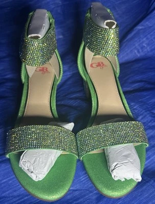 GB Girls Green Rhinestone Heels Youth 5M — 第 1/4 张图片