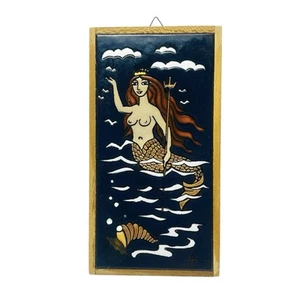 Azulejo de sirena Angelo Tsakirakis firmado artista griego pieza rara océano desnudo enmarcado - Imagen 1 de 7
