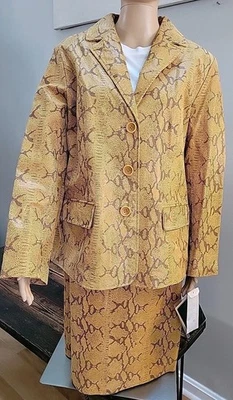 NWT Terry Lewis Classic Luxuries Leather Snake Print Sz M Jacket and Skirt Sz 6 - Image 1 of 4