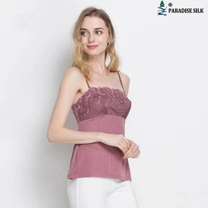 100% Silk Mesh Womens Camisole With Embroidery - Picture 1 of 6