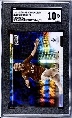 2021-22 Topps Stadium Club Chrome #62 Paul Scholes Sepia Refractor 48/75 SGC 10 - Image 1 of 3