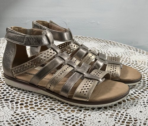 Sandali donna Clarks Collection taglia 8M pelle zip argento oro sku 3314