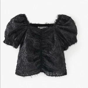 Zara Girls Black Semi Sheer Puff Short Sleeve Rouched Top Blouse size 10 - Picture 1 of 9