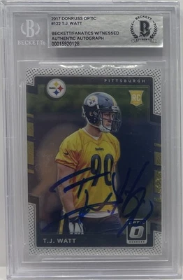 2017 Donruss Optic T.J. Watt Rookie Steelers #122 Autograph Auto BGS BAS BECKETT - Image 1 of 2