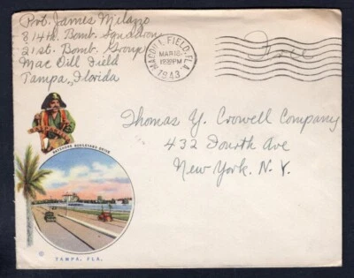 USA Military WW2 1943 Soldier's Mail Cover. MacDill Field Florida, Bomber Sqn - Image 1 of 2