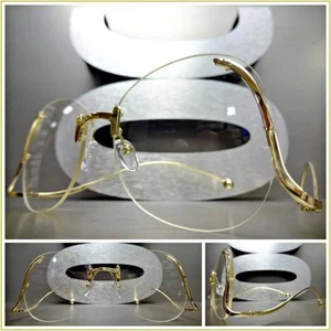 KIDS CHILDRENS VINTAGE RETRO Style Clear Lens SUN GLASSES Upside Down Gold Frame - Picture 1 of 10