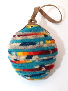 Handmade Striped Felt Covered Christmas Ball Ornament Hippy Bohemian MCM - Picture 1 of 4