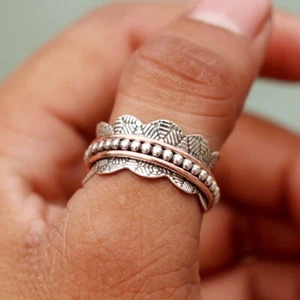 Spinner Woman Ring 925 Sterling Silver Handmade Statement Ring All Size SH225 - Picture 1 of 9
