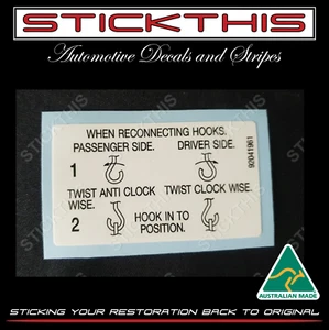 Suit Holden HSV VG VP VR VS VU SS and Maloo - Ute Tail Gate Hooks Decal Sticker - Picture 1 of 3