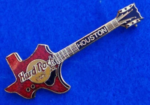 HOUSTON *STATE OF TEXAS* LONE STAR RED MAP GUITAR 3LT GRID Hard Rock Cafe PIN - Picture 1 of 1