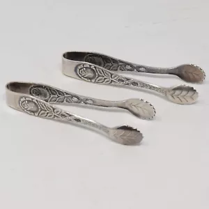 Pinze da zucchero rosa Hildesheimer vintage 3,5" A R 90 2 placcate argento Germania tè - Foto 1 di 9