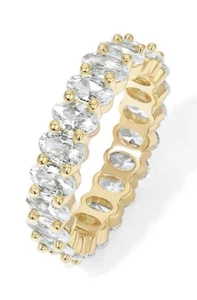 14K Yellow Gold Plated Oval Cubic Zirconia Love Ring Size 8 - Picture 1 of 1