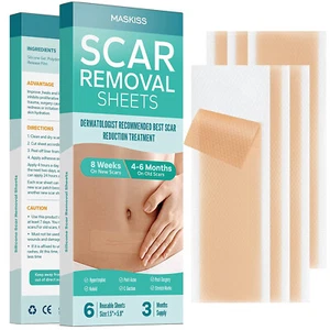 6-Pack Silicone Scar Sheets (1.57"x5.9") Reusable Removal Sheet Treatment Burns - Picture 1 of 7