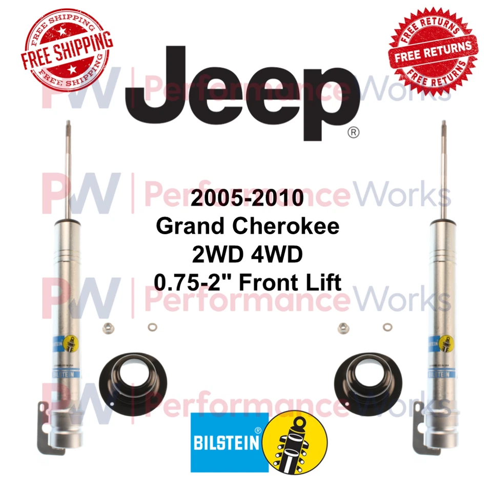 Bilstein B8 5100 Shocks Pair 0.75-2"Front Lift for 05-10 Grand Cherokee 2WD 4WD - Изображение 1 из 4