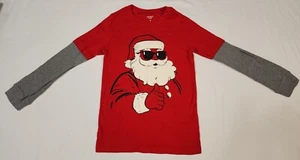 Carter's Big Boys Long Sleeve Christmas Santa Red / Gray T-Shirt Size 8 - Picture 1 of 5