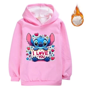 Stitch5-13 Year Old Girl's Hoodie with Thickened Velvet and Non Inverted Velvet - Picture 1 of 25