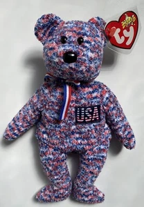 NEU 2000 TY Beanie Babys USA Bär neu mit Etikett *FEHLER auf Etikett*  - Bild 1 von 6
