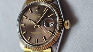 Vintage Rolex 1601 Two Tone & Chocolate Dial Men's Automatic Watch 1966