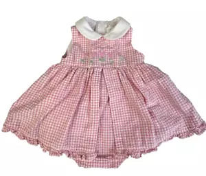Florence Eisenman Bubble Strampler Baby Mädchen 12 Monate rosa Gingham Seersucker - Bild 1 von 12