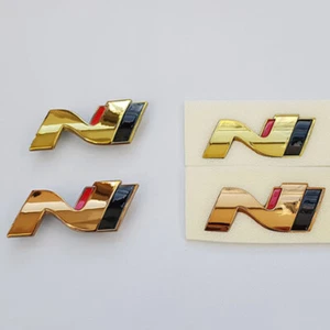 N Logo Gold Emblem Badge Front or Rear for 2018 2021 Hyundai Veloster N - Picture 1 of 5