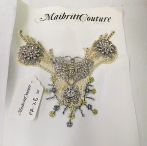 BEAUTIFUL MAIBRITT COUTURE DRESS EMBROIDERY, BUTTERFLY, FLOWERS, HANDMADE - Picture 1 of 14