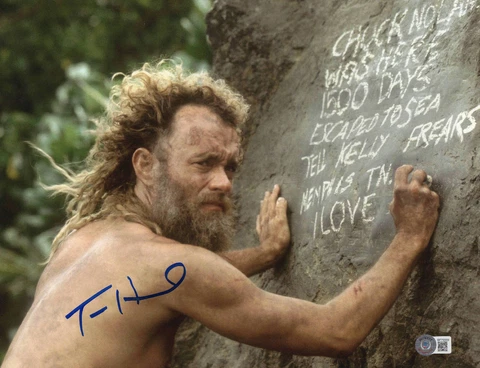 L@@K TOM HANKS SIGNED AUTOGRAPH CAST AWAY 11X14 PHOTO BAS BECKETT COA WILSON Cover
