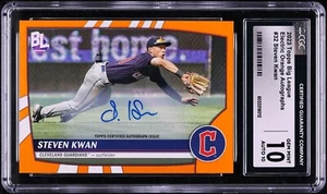 2023 Topps Big League Electric Orange Steven Kwan AUTO #32 CGC 10 GEM MINT - Picture 1 of 2