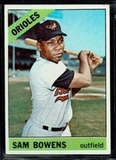 1966 TOPPS BASEBALL BALTIMORE ORIOLES SAM BOWENS WORLD SERIES #412 EX+ CENTERED