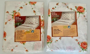 De Colección Nuevo en Paquete Sears DWIN Perma-Prest Muselina PLANAS Y AJUSTADAS Sábanas Rosa Bower Floral - Imagen 1 de 5