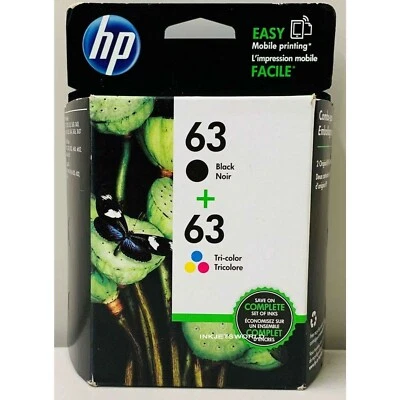 Combo de cartucho de tinta HP 63 genuino HP OfficeJet 3830 3831 3832 3833 3834 3835 Foto 1 de 4
