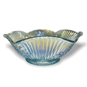 Imperial Lenox Starfire Carnival Horizon Blue Diamond Ribbed Iridescent Bowl 10" - Picture 1 of 11