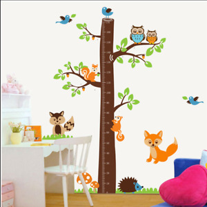 Height Growth Chart Tree Animal Wall Sticker Decal Nursery Bedroom Decor UK