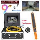 9" Sewer Pipe Inspection Camera Meter Counter 512HZ Pipe Locator IP68 HD 1000TVL