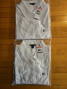 2 tommy hilfiger girls Sz 14 uniform shirts White 3/4 Sleeve TDB010 Read - Picture 1 of 12