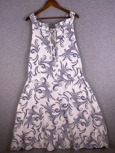 Banana Republic Maxikleid mittel weiß blau Blumen Leinenmischung A-Linie feminin - Bild 1 von 10