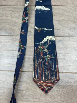 Ducks Unlimited Men's Silk Tie Navy Blue Mallard Duck Design - Image 1 of 3