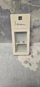 I Am Sterling Silver 925 Blue Gem Stud Earrings - Picture 1 of 5