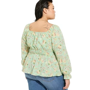 Torrid Floral Babydoll Langarm Oberteil Damen 1X Cottagecore Bauern Prärie - Bild 1 von 12
